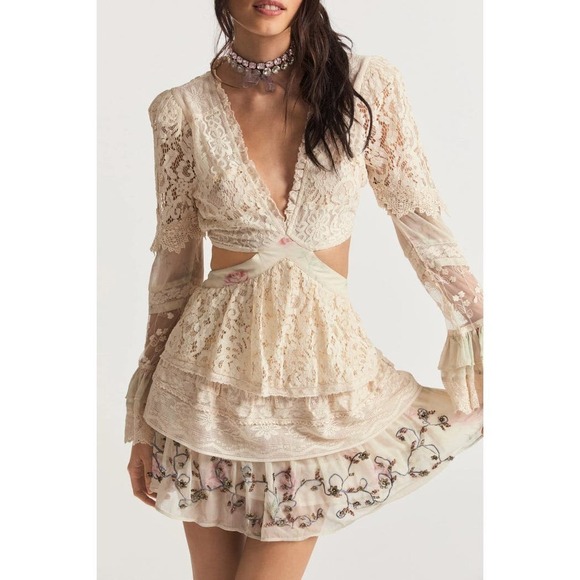 Loveshackfancy Floral Print Karine Mini Dress Magnolia Tea Size XS NWOT - Picture 4 of 12